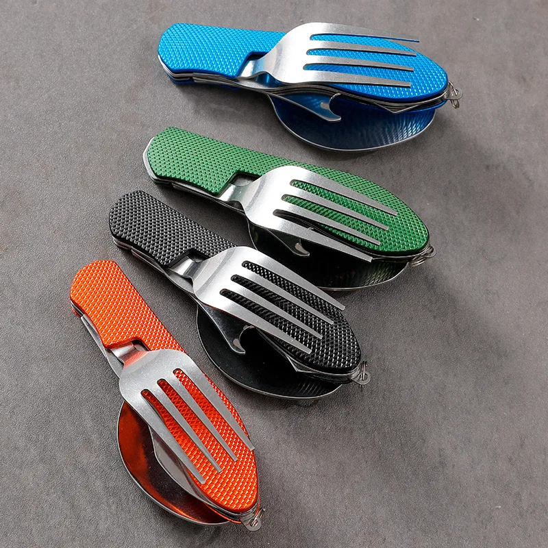 Outdoor Portable Multifunctional Folding Tableware Picnic Detachable Spork Spoon Fruit Knife Creative Tableware