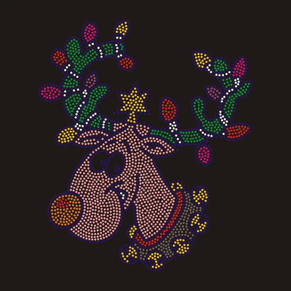 Christmas Designs Rhinestone Heat Transfer Wholesale Custom Iron on Heat Transfer Rhinestone