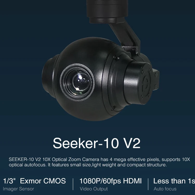  Seeker-10 10X оптический зум камеры с 3-осевой и портативный монопод шарнирным замком 1080P HD Drone камера для наблюдения
