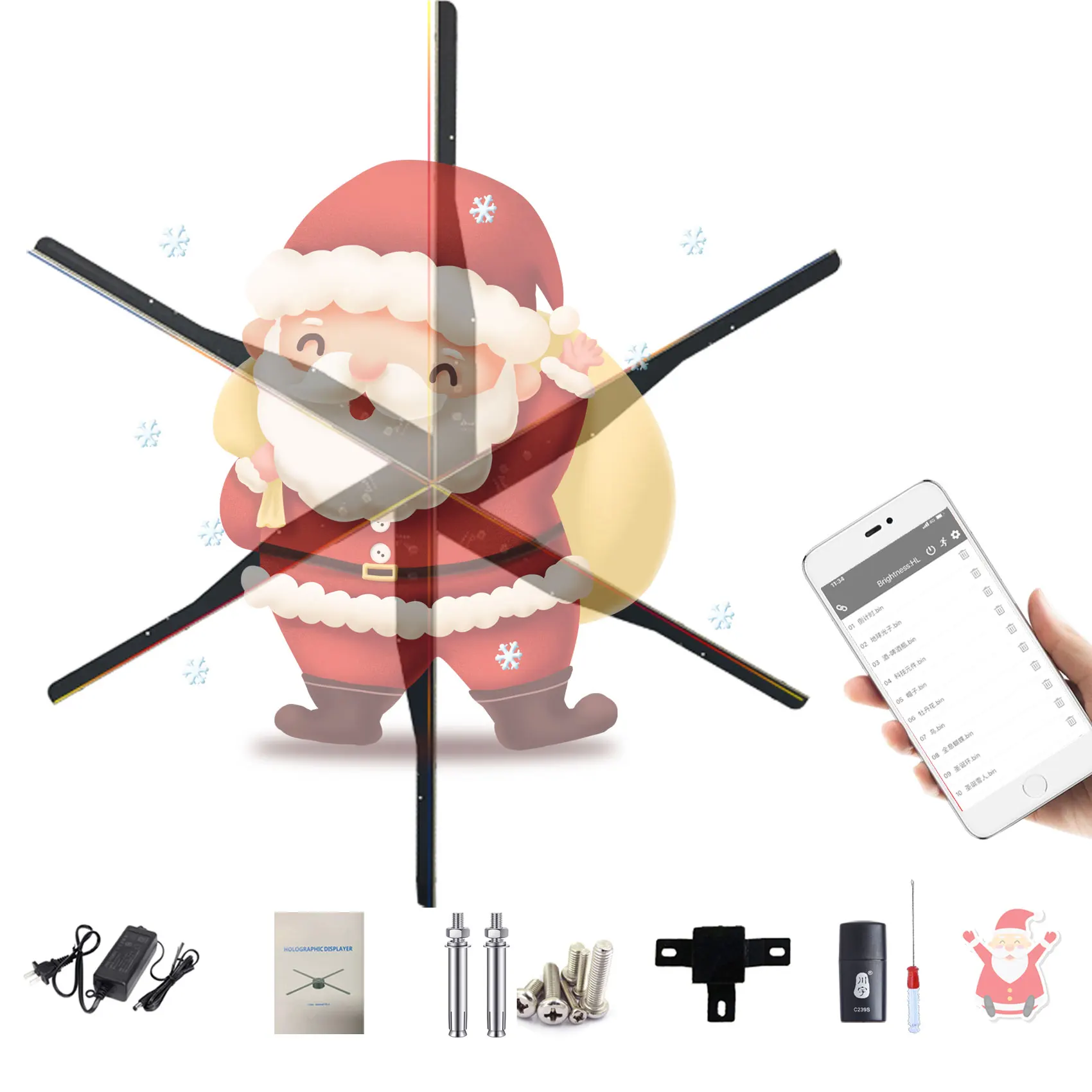 3D Hologram Fan,115CM 3D Fan Hologram Projector Advertising Display with 700 Video Library and 1532 LED fan 3d hologram Holofan