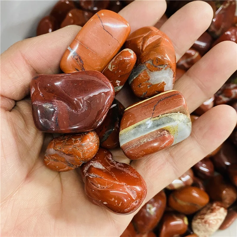 New arrivals feng shui crystal stone natural red jasper tumbled stone for deco