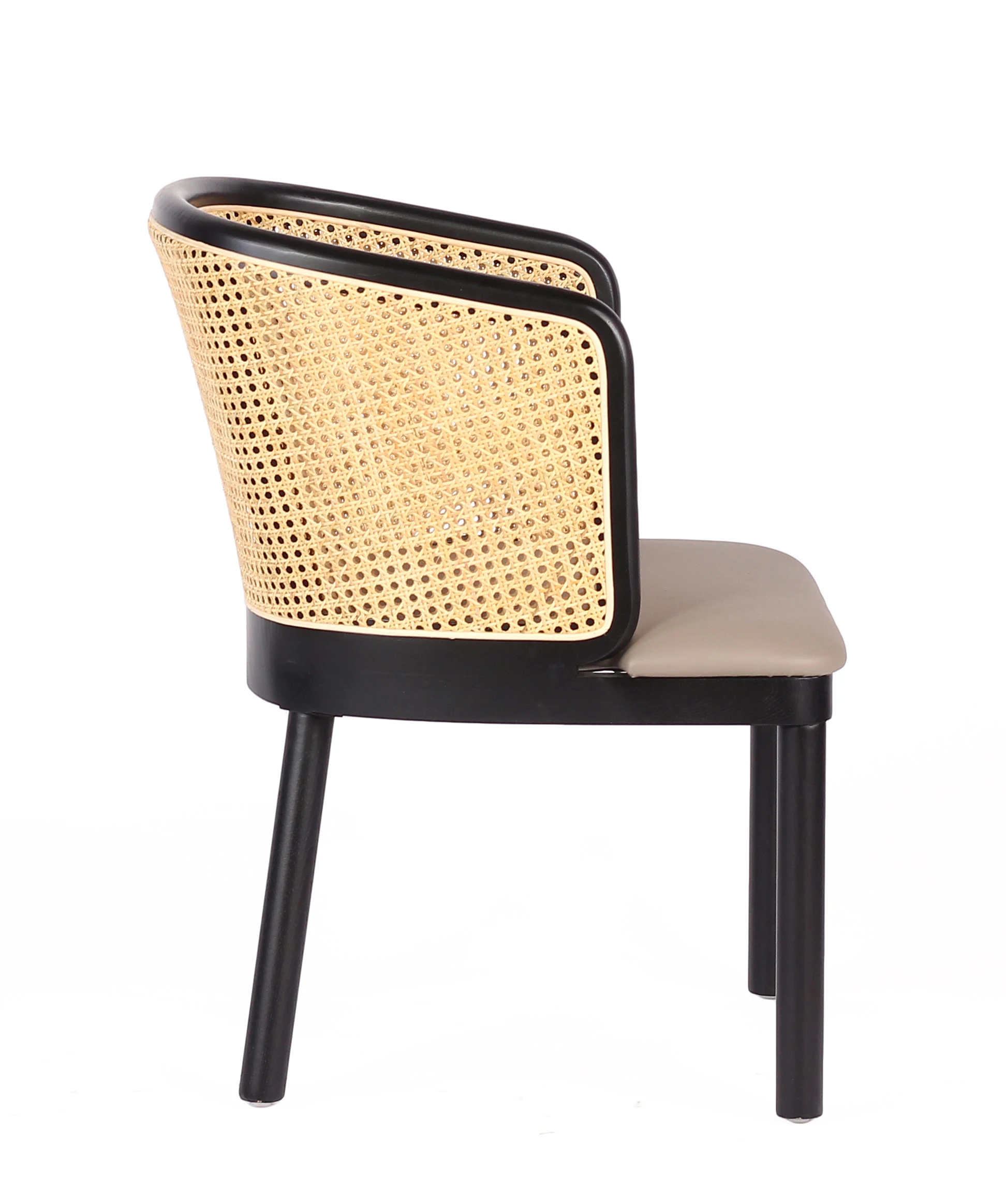 
High Quality Nordic Wooden Cafe Rattan Arm Chair Solid Wood High Back Chair Rattan 