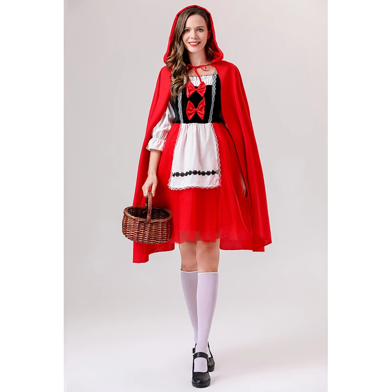 Halloween Cosplay Plus Size Red Princess Dress Castle Queen Dress Halloween Hat Dress Game Suit