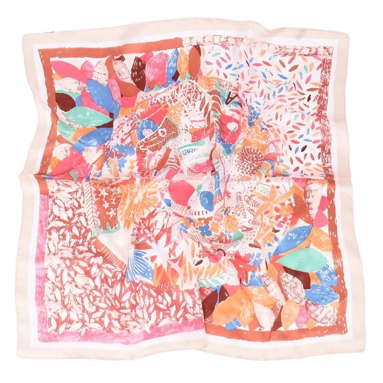 Fashion 27inches Ladies Floral Print Satin Bandana Silk Scarfs