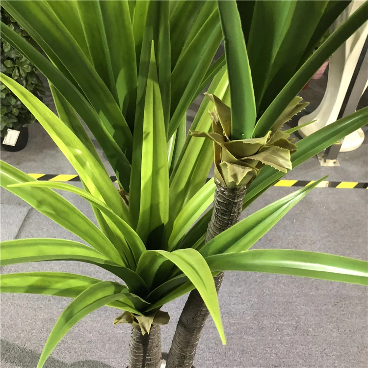 Factory wholesale artificial 3 trunks dracaena fragrans bonsai green plants for indoor decoration