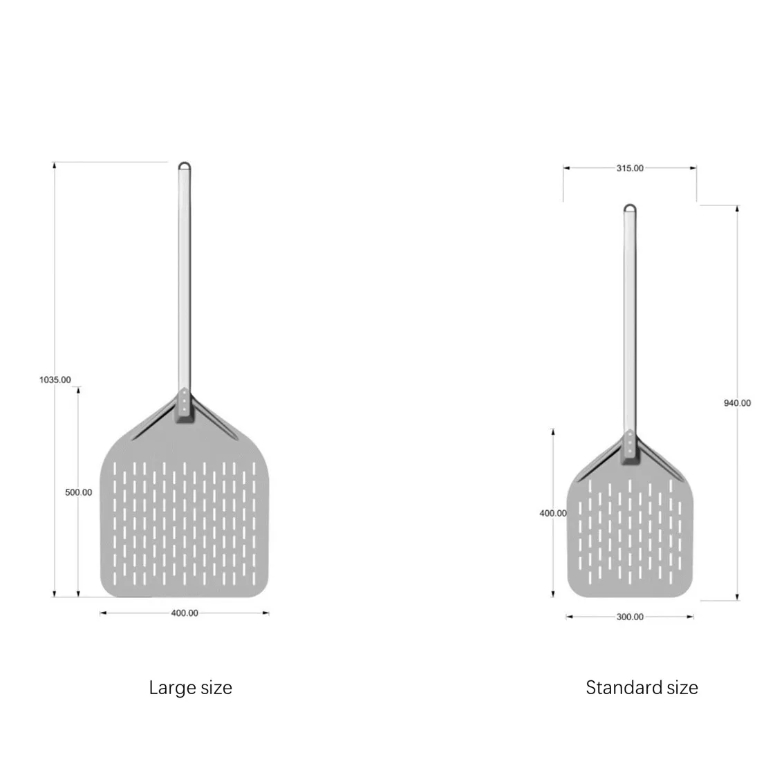Custom Perforated Anodized Aluminum Stainless steel Pizza Spatula Transfer Tray Lifter Shovel Paddle Peel