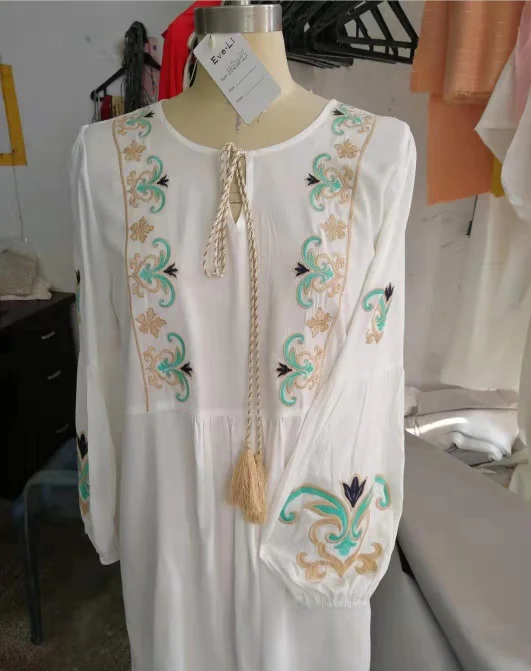 new arrival mexican embroidered blouse  boho style embroidery dress