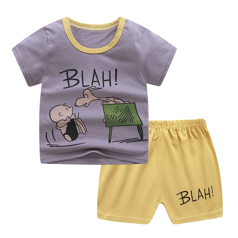 Wholesale Price Summer Kids Short Sleeve Suit Children Pajamas Baby Clothings Sets for Boys and Girls