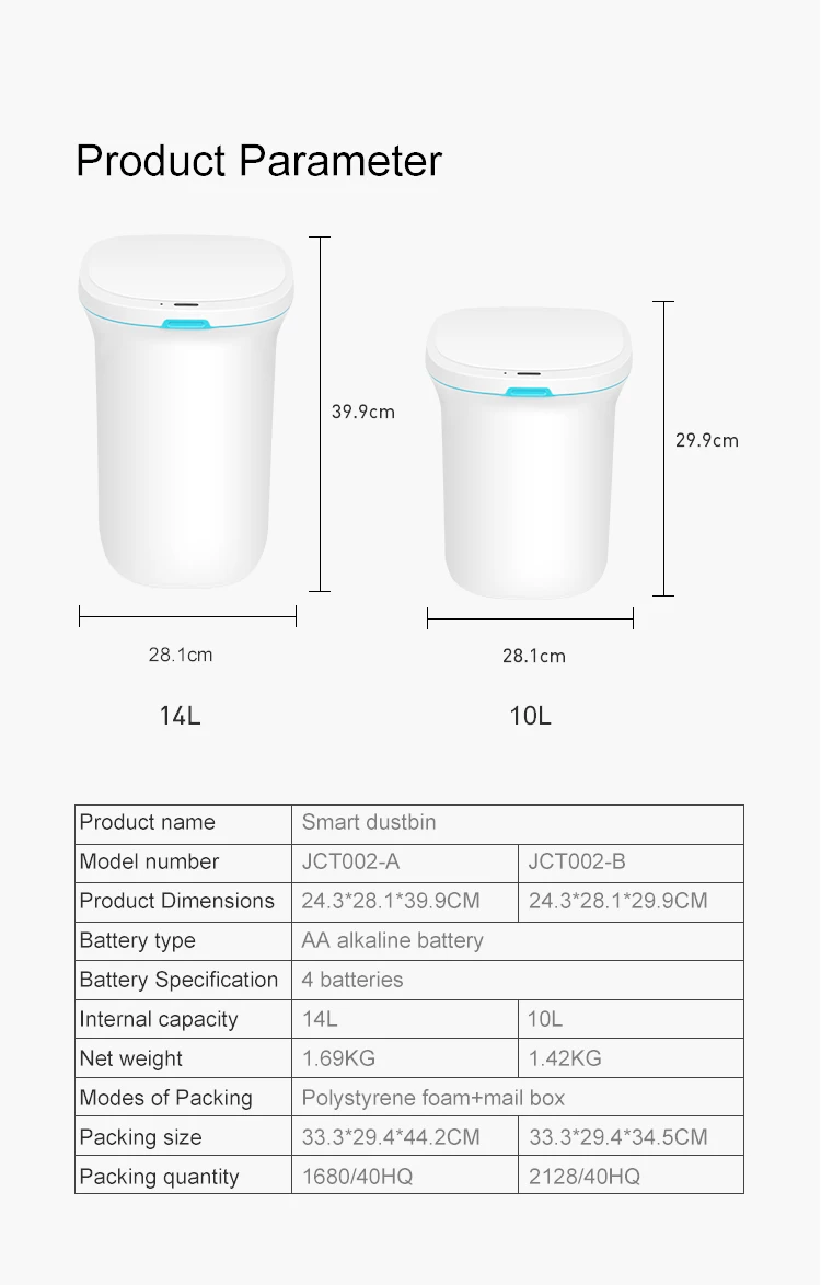 Electronic Ultrasound Fill Automatic Smart Trash Bin With Sensor For Kitchen Bathroom