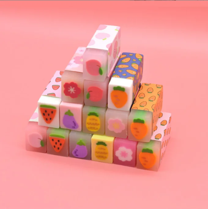 Cute Mini Rubber Bulk Rabbit Puzzle Favors Cartoon Fruit Shaped Erasers Gift Sets
