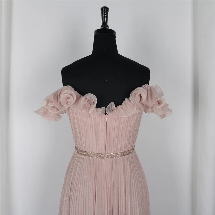 
Modern Fashion Shinning Floor-Length Pink Evening Dancing Dress Simple Chiffon Prom Dress For Ladies 