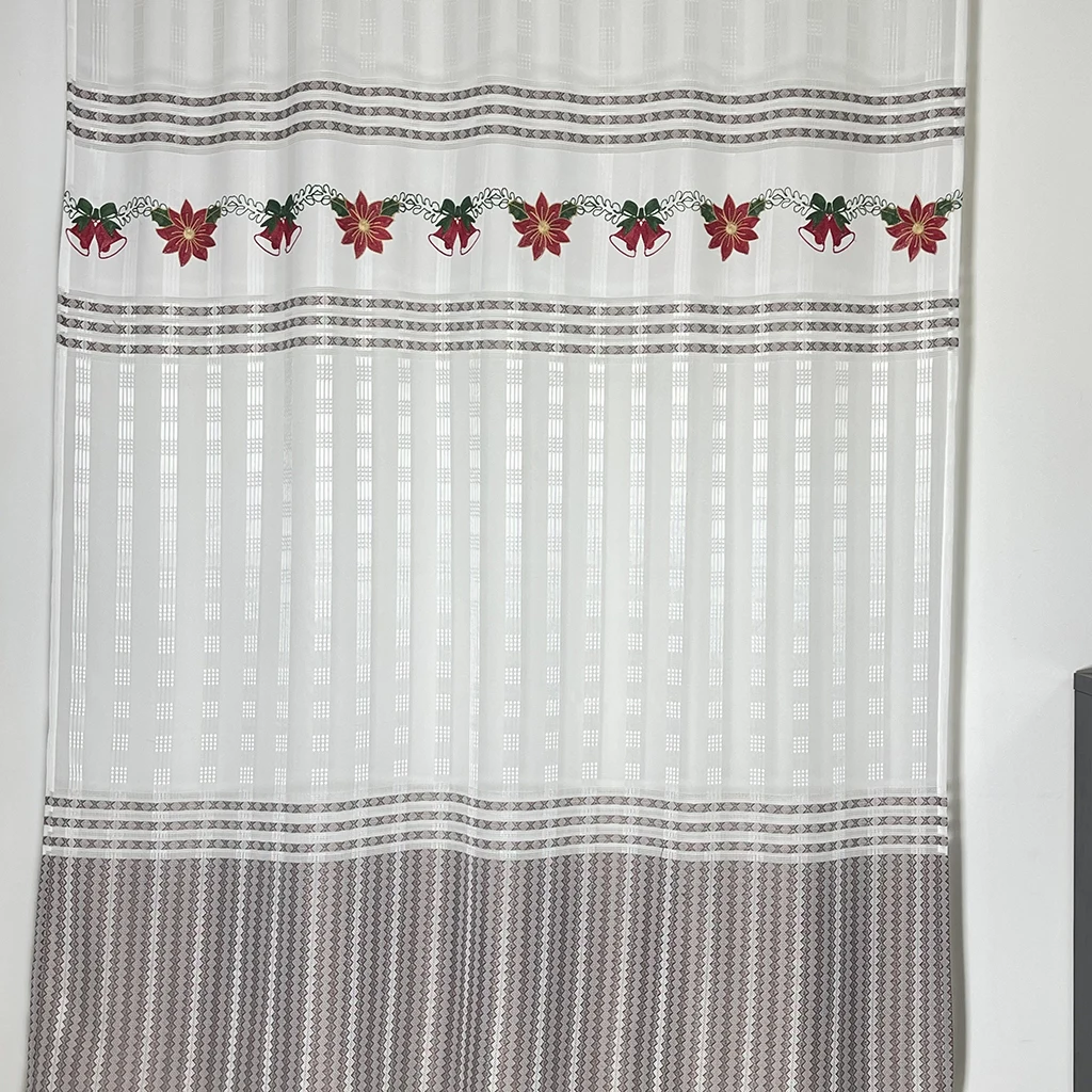 Christmas Sheer Embroidery Curtains 100% Polyester Screen-Like  Privacy-Protecting Curtain Fabric