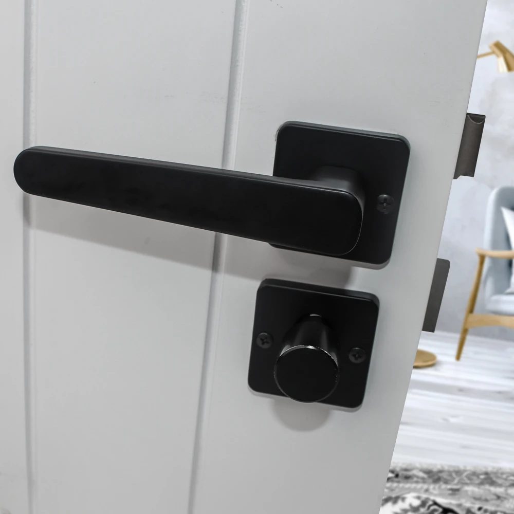 Black door handle manijas de puertas mortise handle bedroom locks Hotel interior door lock handle