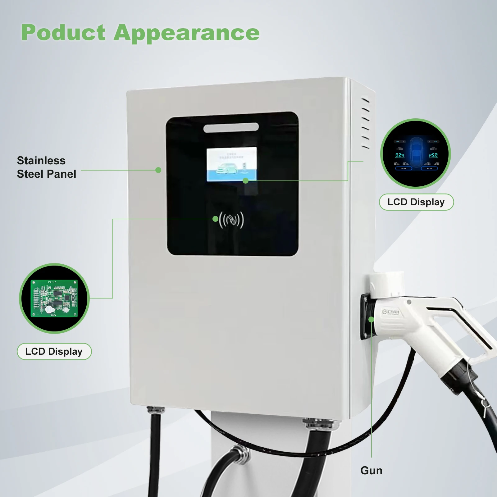 Wall Mounted DC EV Charger High Quality Charging for commercial car with OCPP1.6J New Energy EV charger