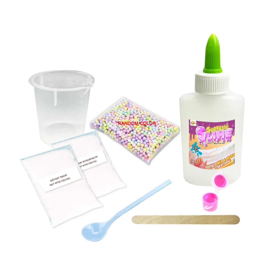 2024 Accept Custom Educational  Toy Glitter Glue Diy Slime Kit Putty Toy  For Kids With Plastic Fly Accessories