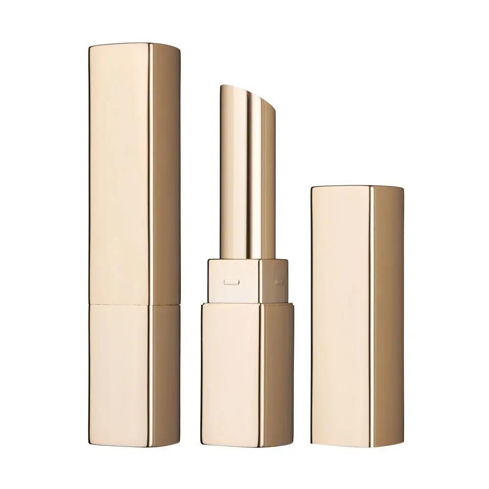 HUIHO High End 11.1mm Gold Square Flat top Empty Packaging Tube Cosmetic Custom Logo Aluminum OEM Customized lipstick