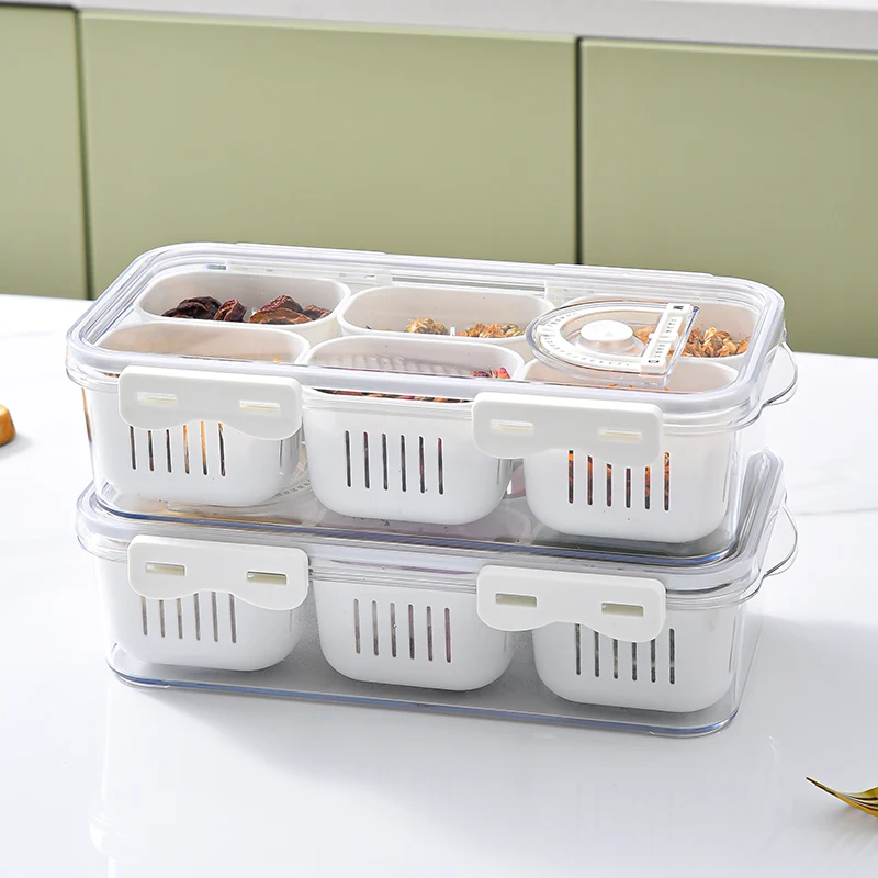 Multifunction Kitchentransparent Food Seasoning Box With Lid Storage Box Spice 8 Compartments Storage Container