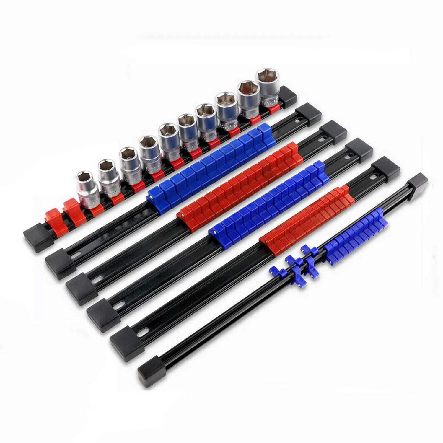 6-Piece Plastic Socket Holder Multi-Purpose Holder 1/2 3/8 1/4-Inch Socket Holder Sleeve Not Included