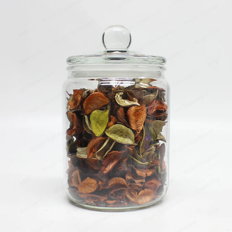 Container Food Storage Candy Jar Transparent Factory Direct Clear Glass Large Size Kitchen Free Glass Cup Modern Bright Seal Lid