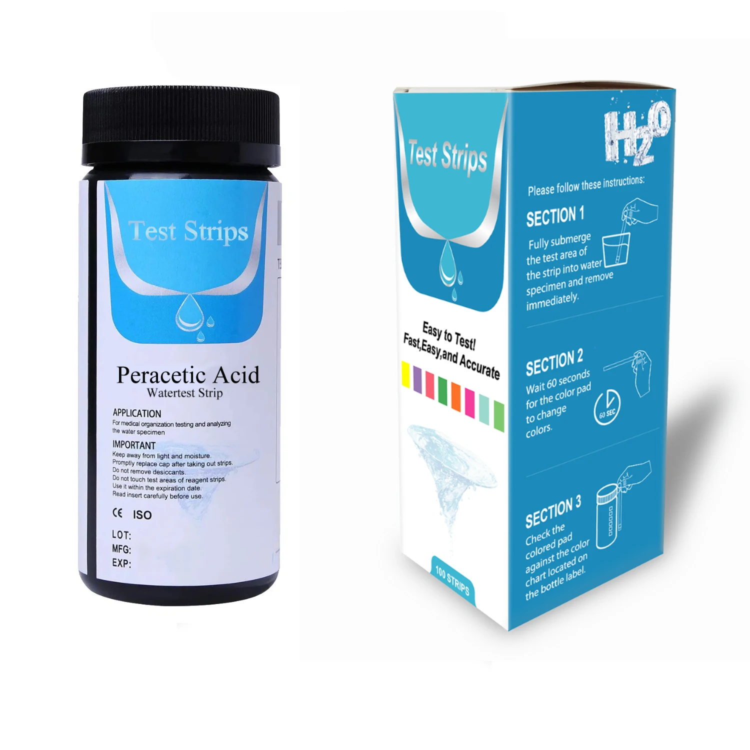 Фосфатная фторионная перуксусная кислота испытательная бумага лабораторное оборудование тест-полоска фосфата