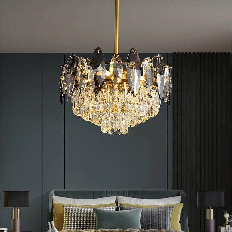 Copper Pendant Light OEM/ODM Manufacturer Hotel Home Luxury Contemporary Crystal Chandelier