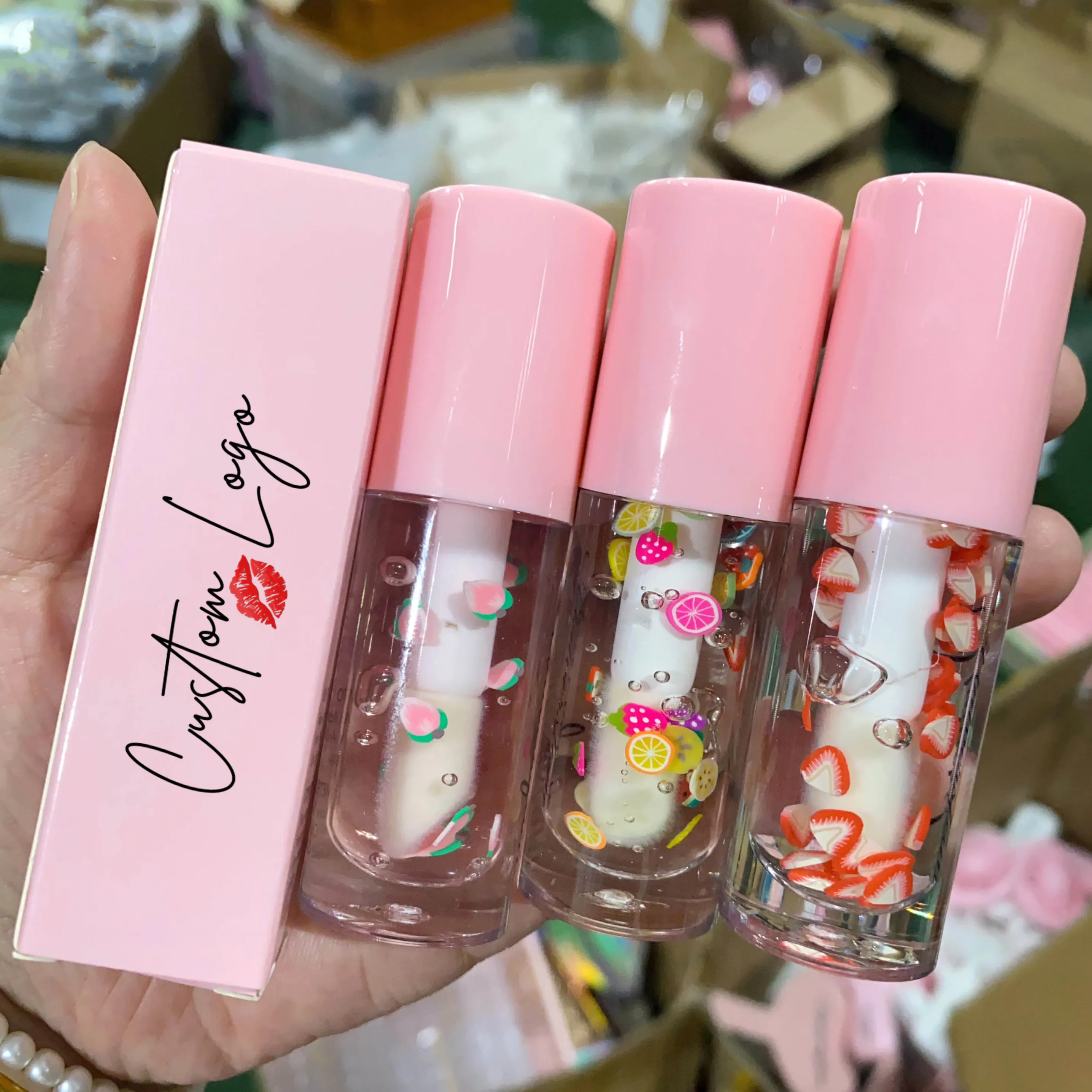 Wholesale Natural Long Lasting Moisturizing Shimmer Fat Lip Care Products Custom Vegan  Tinted Plumping Lip Oil Private Label