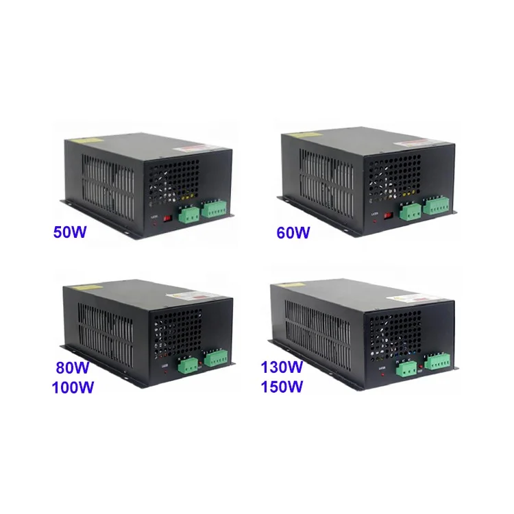 Блок питания Co2 лазерной стеклянной трубки 60 Вт 80 Вт 100 Вт 130 Вт розничная продажа, для лазерной гравировальной машины высокий уровень безопасности 1,5 лет