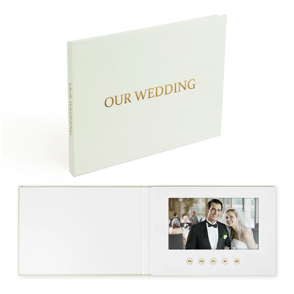 Customized Digital Video Book Our Wedding Greeting Card 7 Inch Lcd Gift Memory Video Brochure