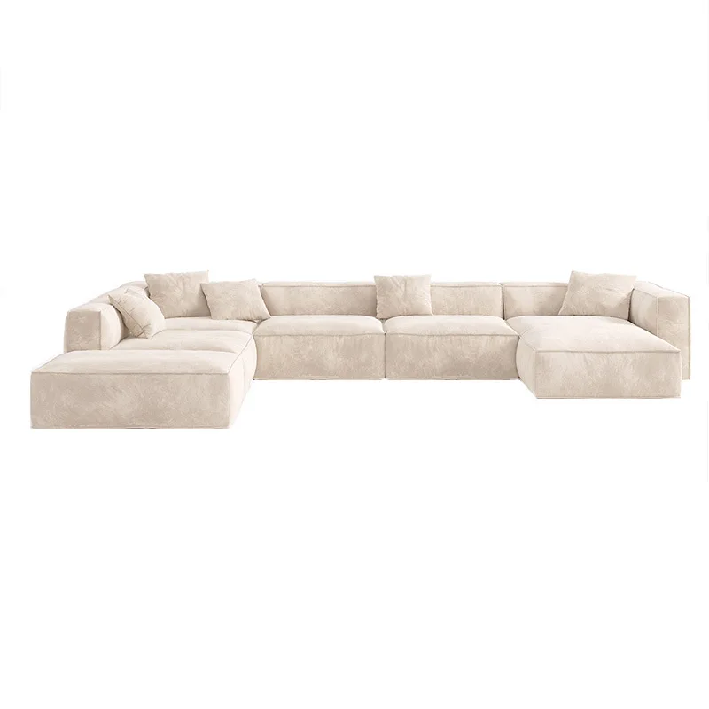 Large villa high quality L-shape sofa furniture hotel set Velvet fabric luxury modern living room three-seat sofa popular couch