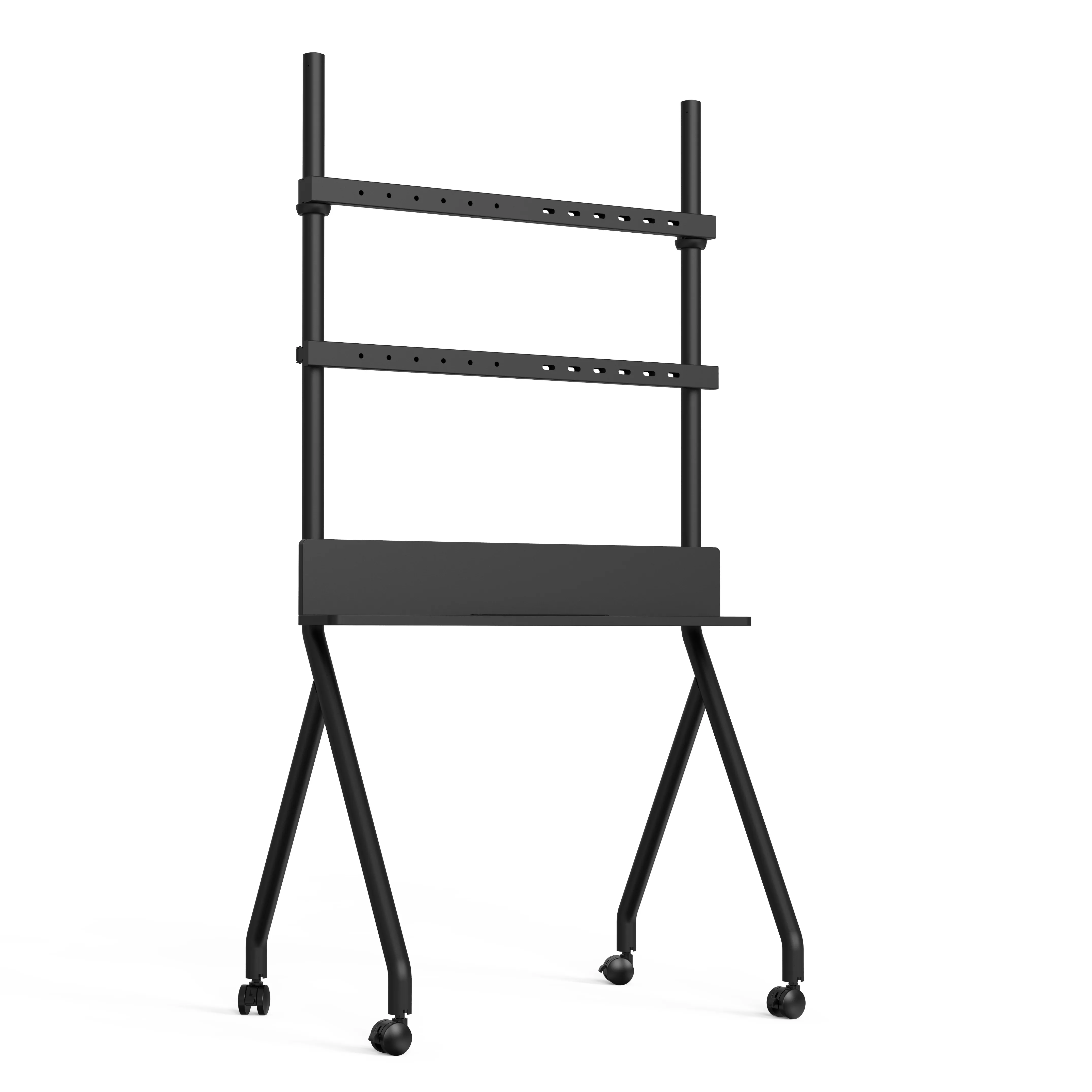 Mobile TV Cart Rolling Floor Stand Lockable Wheels Height Adjustable Trolley 55-86 inch interactive whiteboard tv display stand