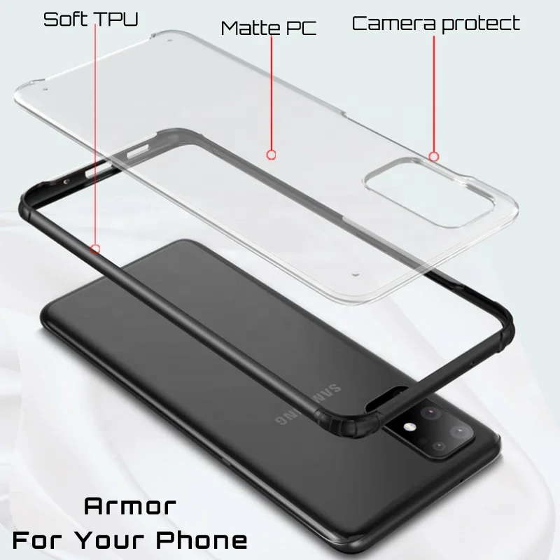 
Matte Acrylic Back Plate TPU Silicone Edge Phone Cover scratch resistant shockproof Phone Case for iphone 
