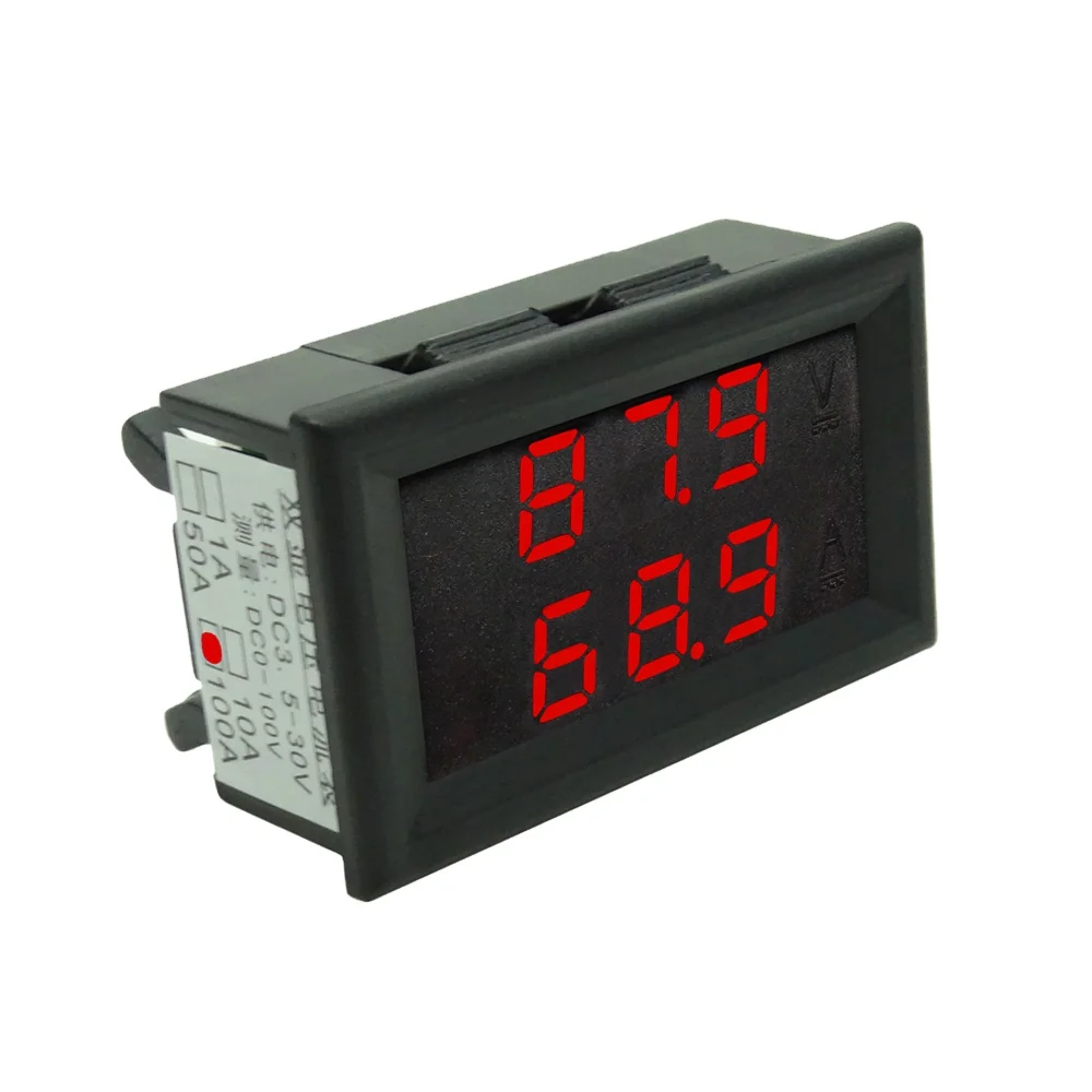 RD dual LED Display Car Voltage Current Meter 0.28 DC 0-100V/100A 5 wires No shunt Analog DC Voltmeter and Ammeter