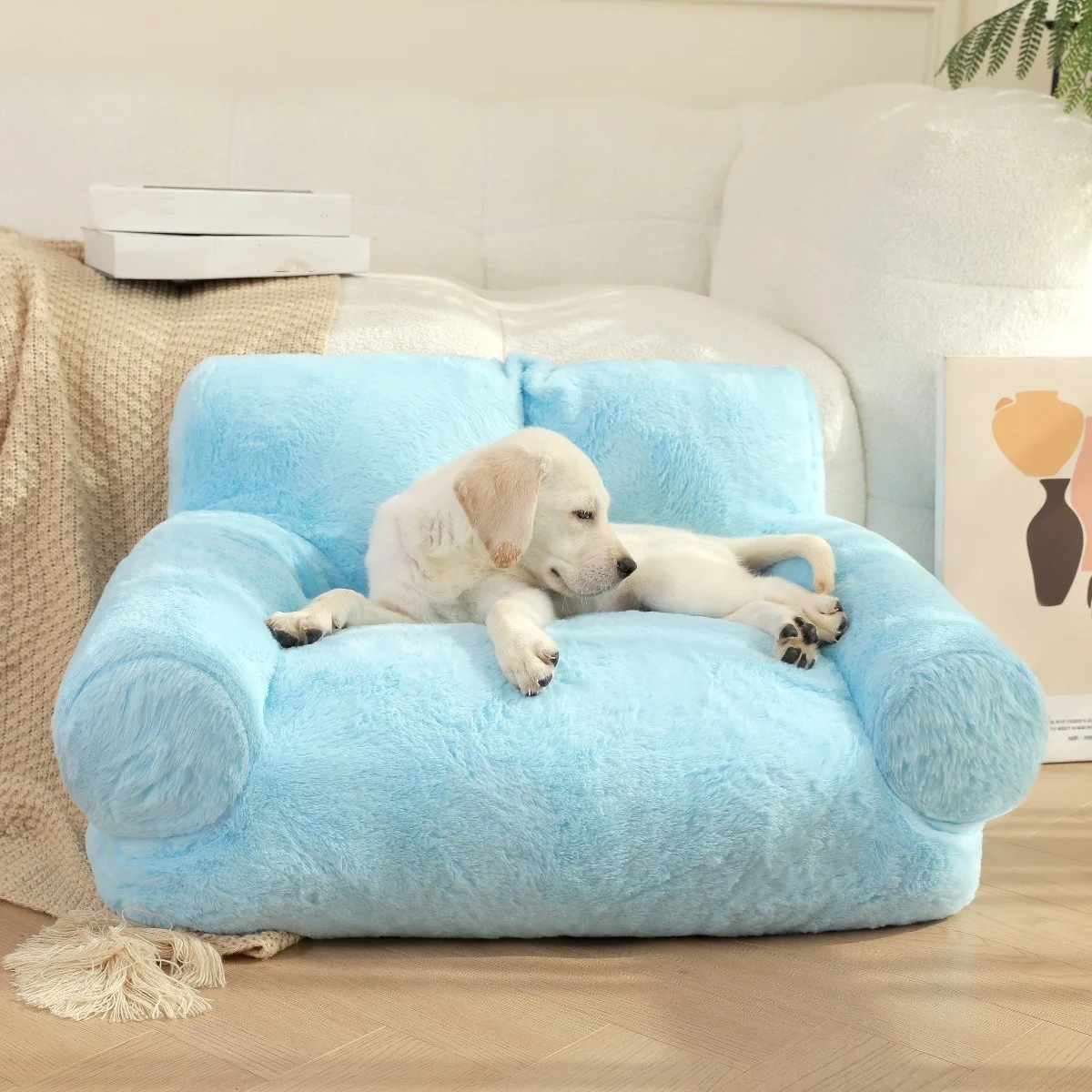 Wholesale Superior Soft Faux Fur Washable Comfortable Luxury Puppy Pet Dog Bed for Cats and Dog