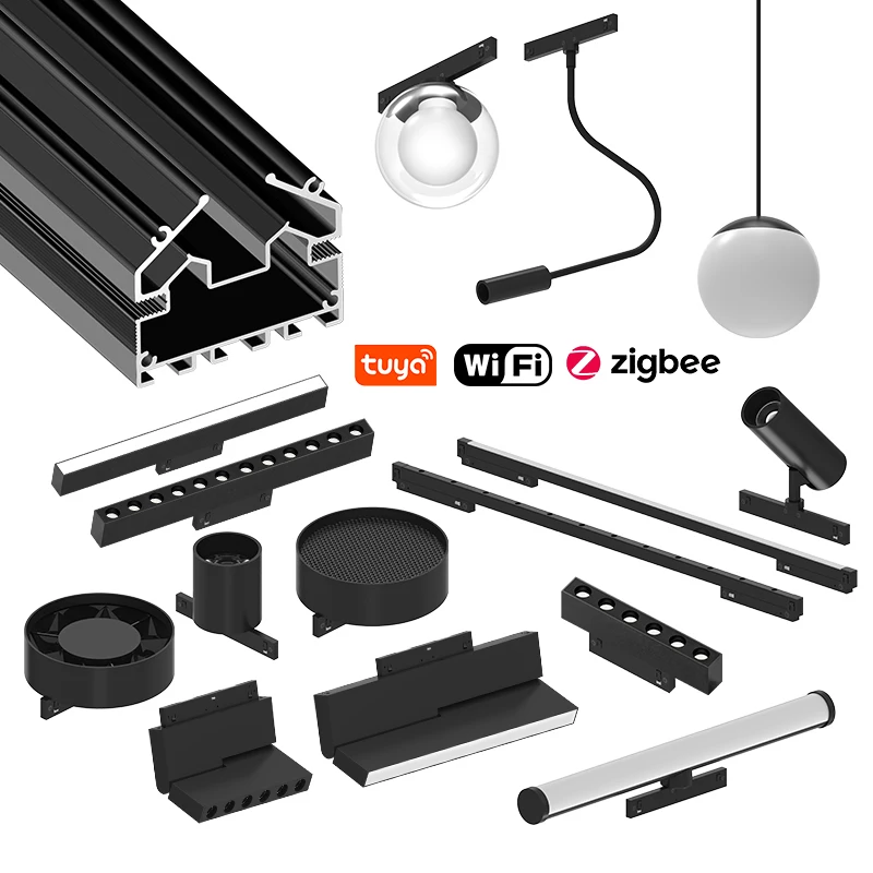 High Quality Magnetic LED Track Rail System 48V Aluminum Magnetic Track Light Profile For Uk Russia Stretch Ceiling