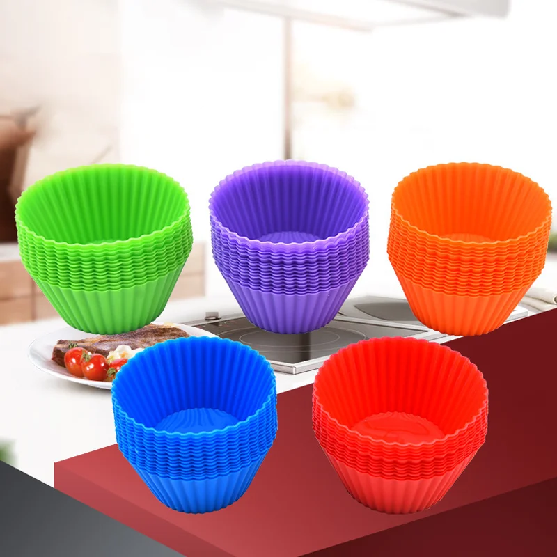 TAYHAO Silicone Mix Shapes Muffin Cupcake Jelly Molds Round Muffin Cups Cake Moulds for Baking Reusable Silicone Cupcake Cases