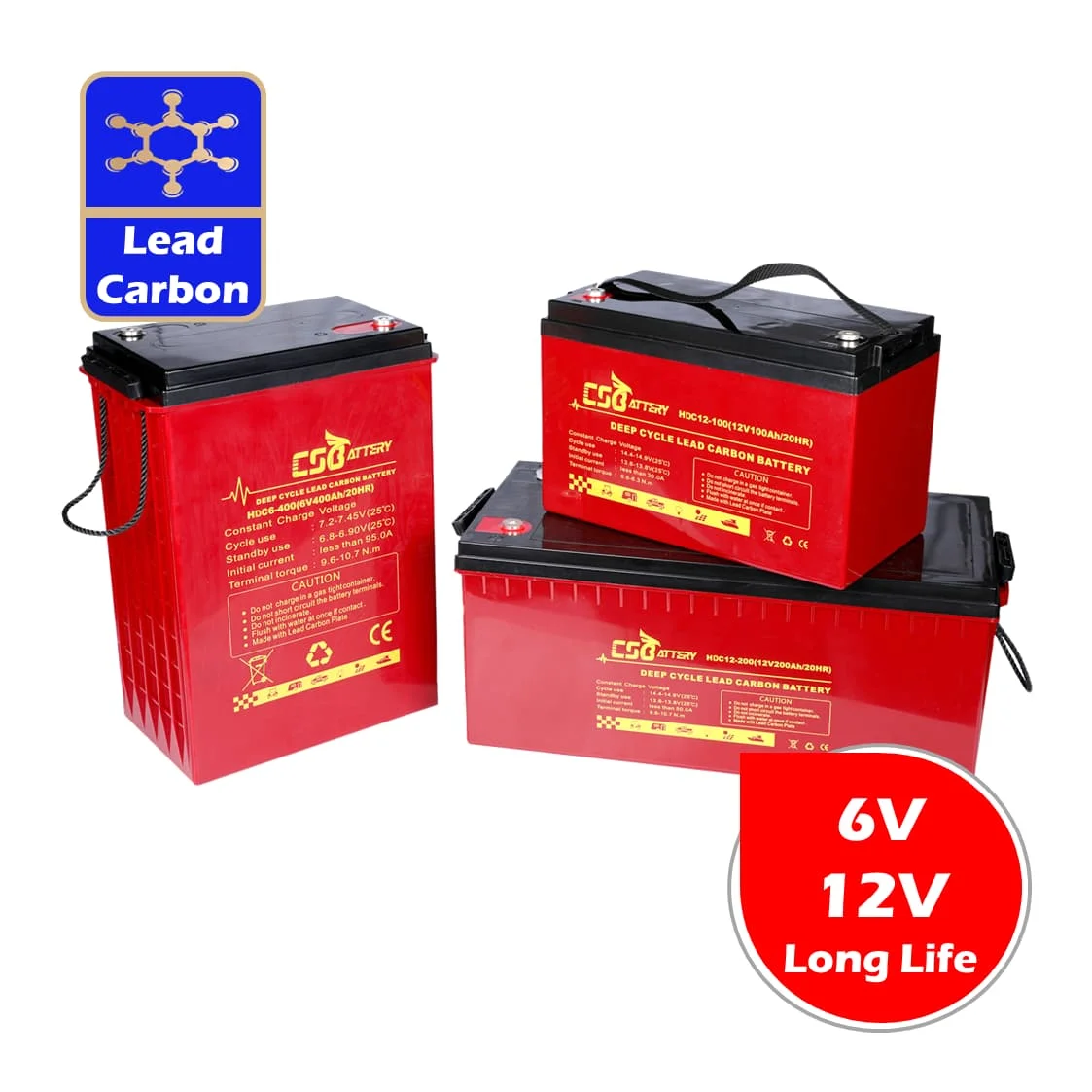 CSBattery 6V 400Ah Lead Carbon Long Life Deep Cycle batteries For Solar PV System HDC6-400 LEO