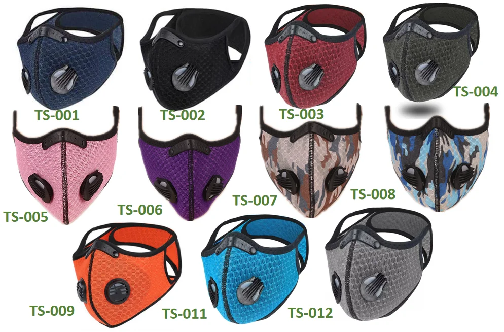 
Custom Reusable Adjustable Masque Breathing Sports Face Cover Protective Pollution Facemask with Filter 