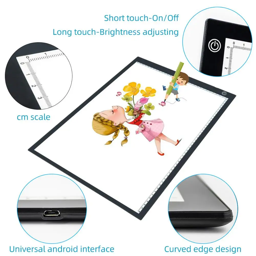 JSK portable ultrathin super slim A2 A3 A4 dimming adjustable tracing drawing board for kids and students led light pad