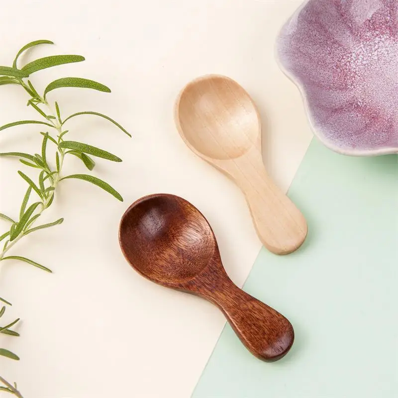 Lovely children wooden spoon short handle measuring scoop milk powder ice cream mini mix Small wooden spoon for soup