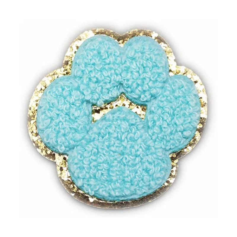 Glitter Chenille Paw Patches Chenille Patches Heat Press Patches