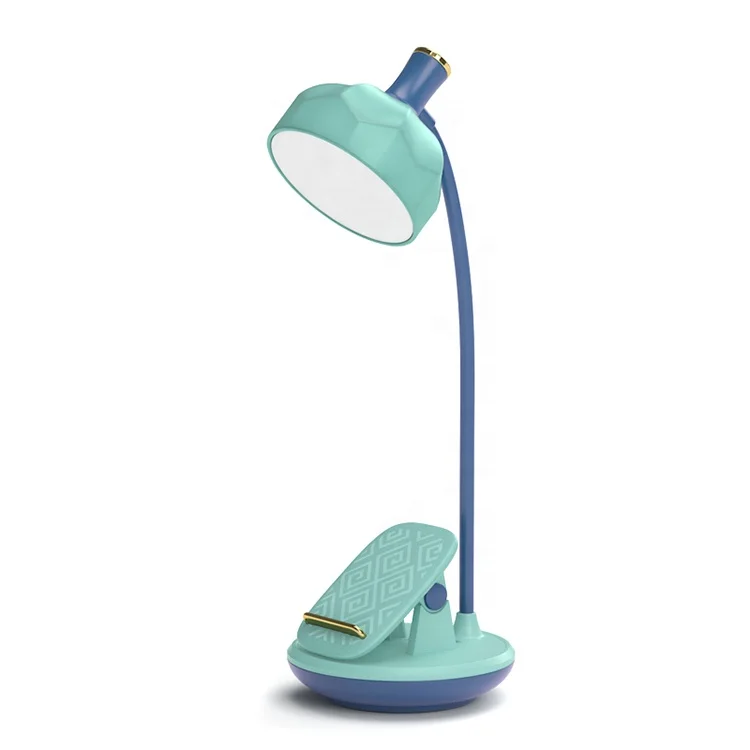 Chinese Lotus Shape Living Room Bedroom Bedside Led Rechargeable Reading Learning Clip Table Lamp