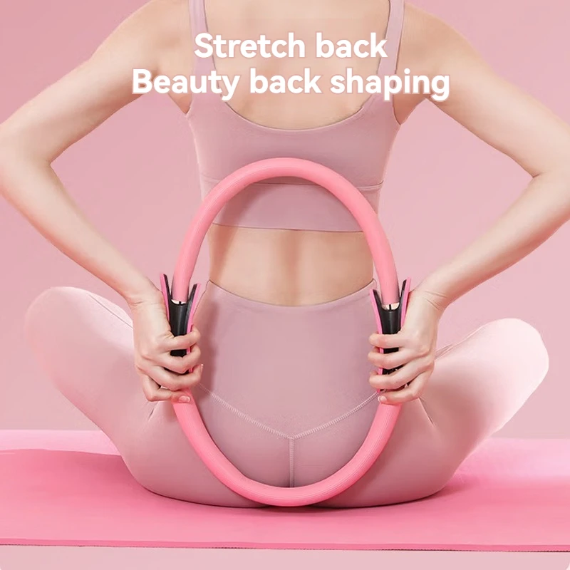 Adjustable factory wholesale new high quality gym pilates yoga training magic circle ring with soft eva double handle