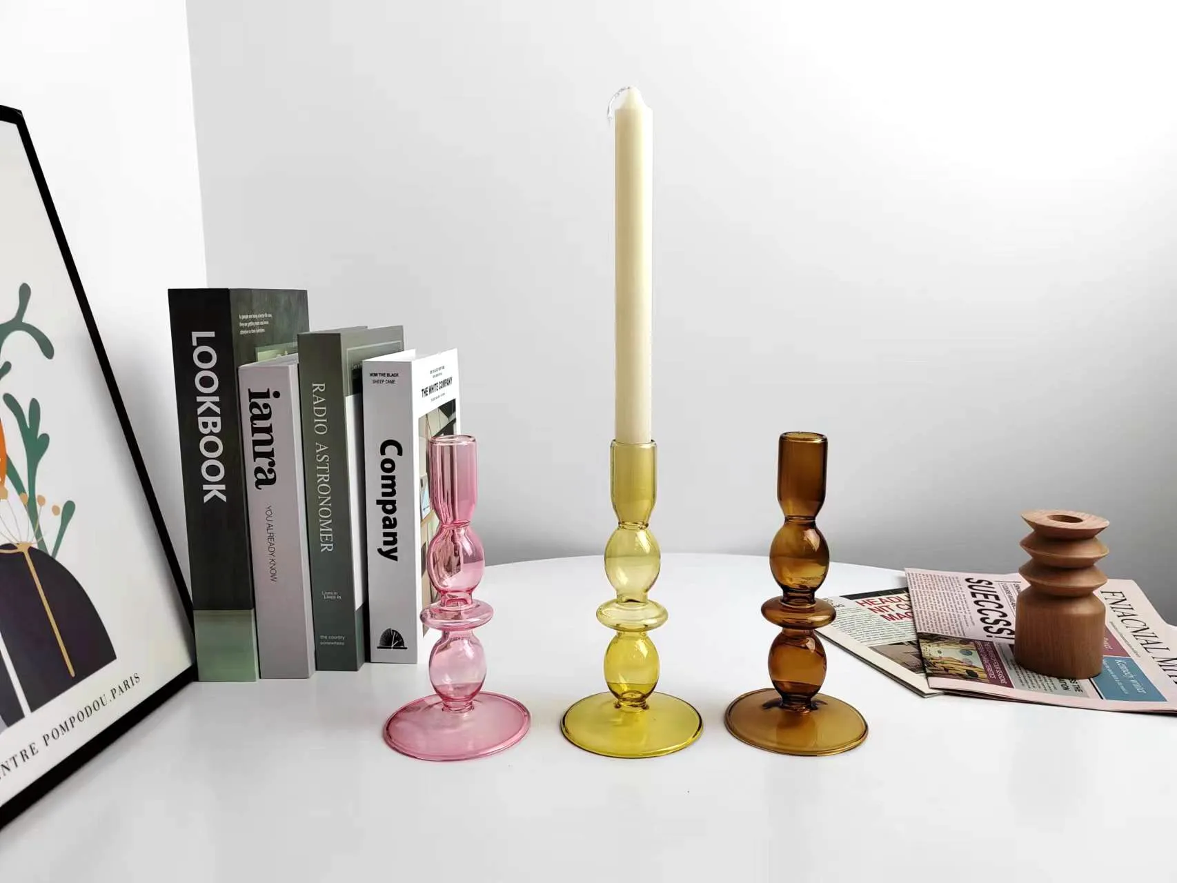 New Arrivals Wholesale Colorful Glass Candlesticks Candle Holders For Candle Making Glass Candle Container