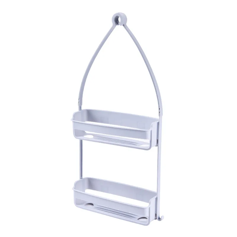 Creative Plastic Caddy-Hanging Shower Caddy for Shampoo with Hooks for Razor Bathroom Plastic Wall Rack Bathroom Shelf
