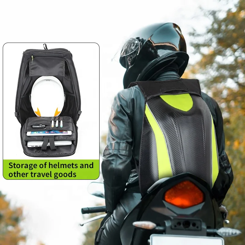 Fluorescent Safety Water-resistant Motorcycle Backpack Large space Travel Storage Bag Sports Anti Shock Helmet Laptop Backpacks