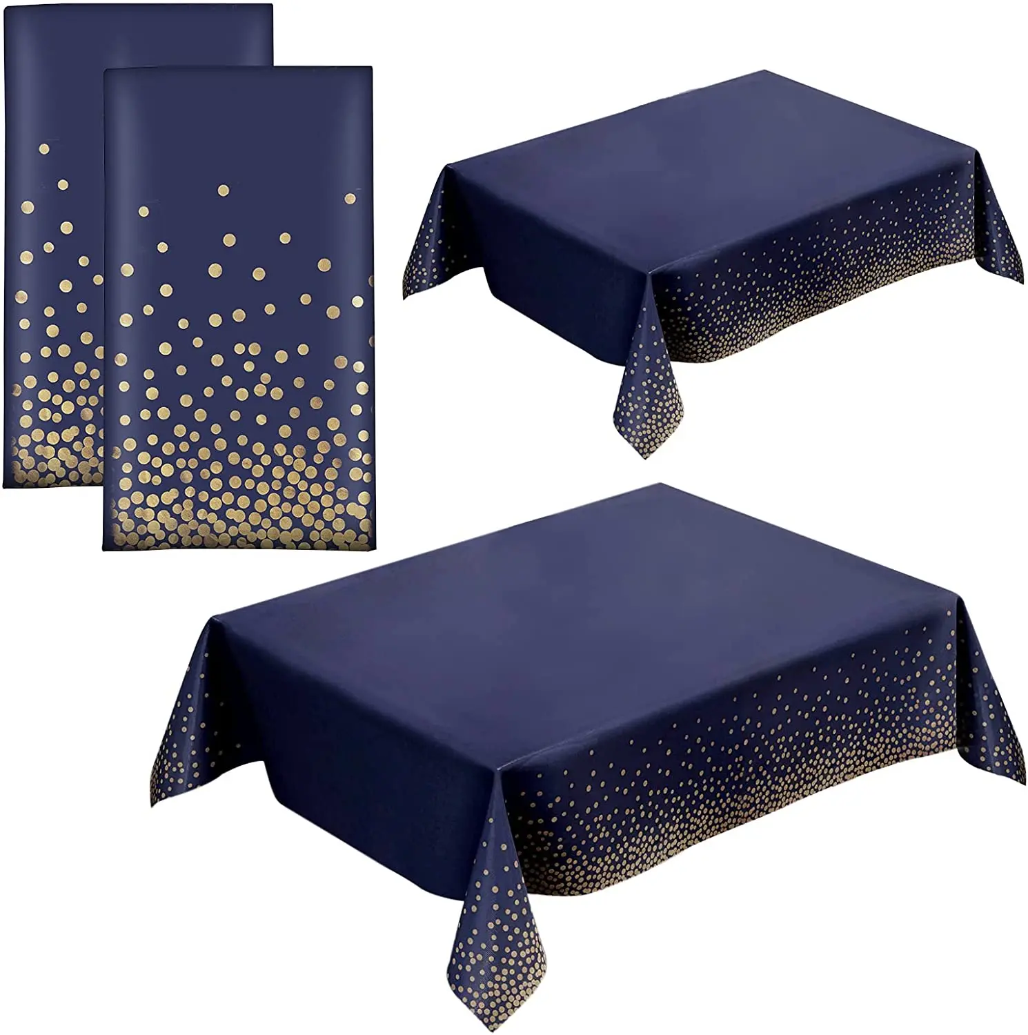 Waterproof Disposable Plastic Gold Dot Confetti Party Tablecloth for Rectangle Tables