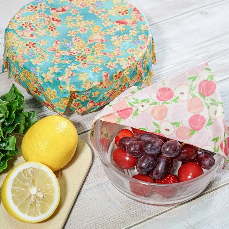 Wholesale Biodegradable Reusable Organic Cotton Cloth Beeswax Food Storage Wrap
