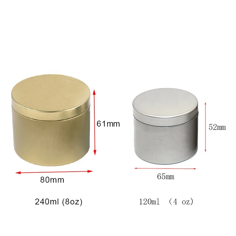 120ml 4 oz Gold Packaging Tin Custom Round Metal Matt Black Candle Tin With Lid (NIR04)