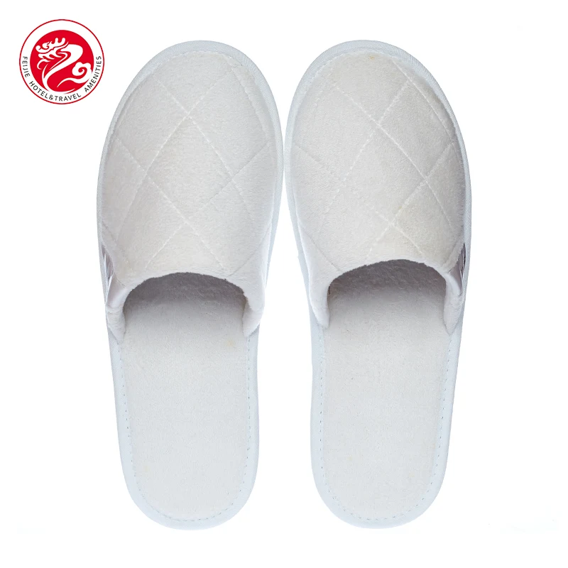 Hotel promotion disposable pure color cut velvet cloth slippers star hotel simple atmospheric slippers travel home