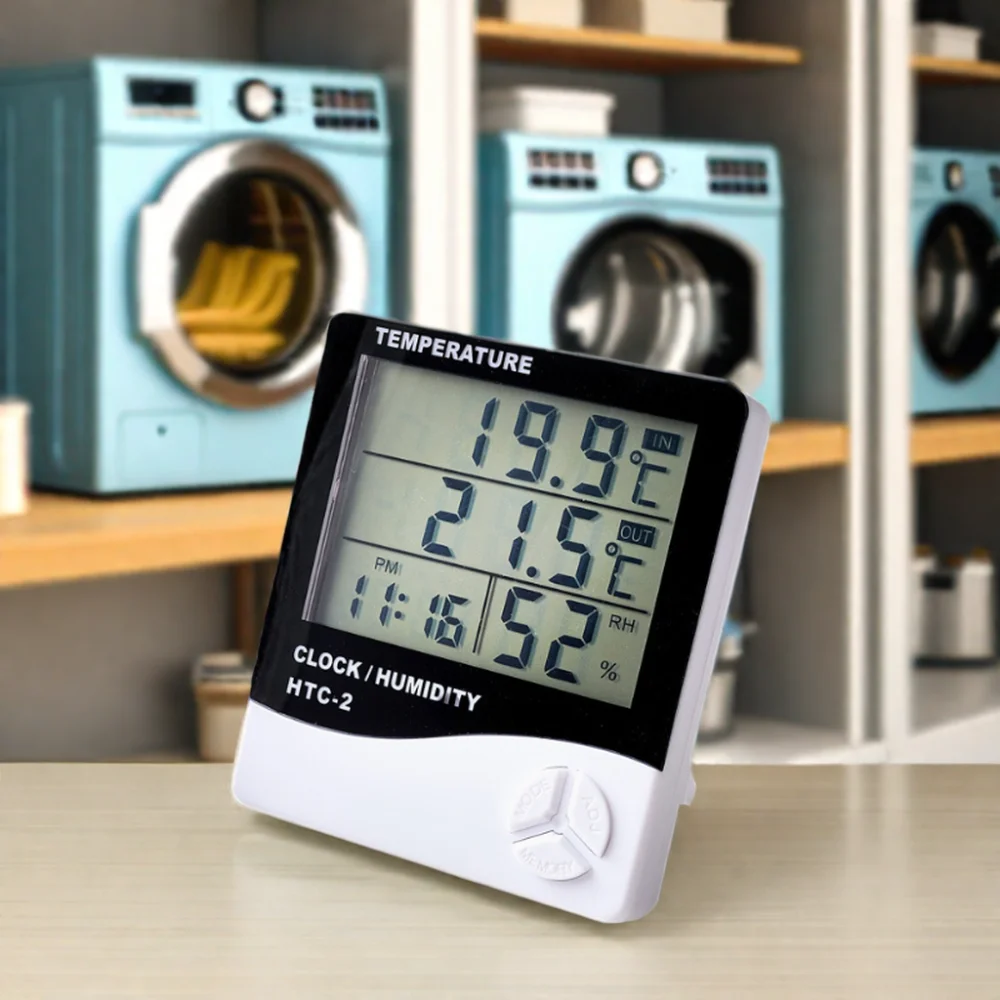 HTC-2 Indoor and Outdoor Temperature and Humidity Meter Alarm Clock Function Household Electronic Thermometer Digital Hygrometer